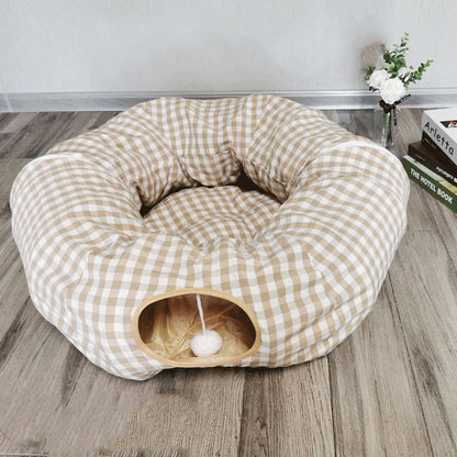 Round Cat Tunnel Bed For Play And Sleep