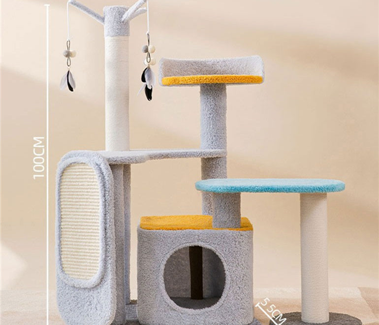 Purple Cat Tree with Hammock & Litter Box