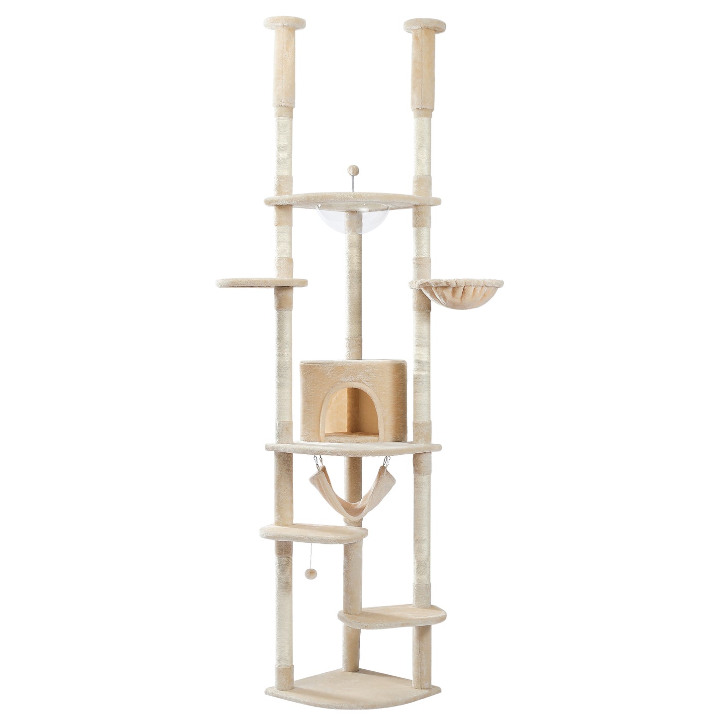 Adjustable Cat Climbing Tree with Scratching Posts Cozy Condo & Hammock