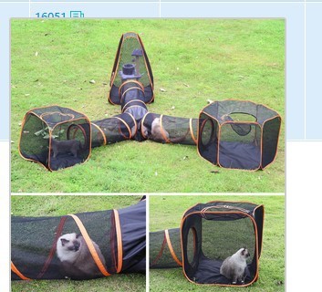 Sturdy Outdoor Net Tunnel For Cats With Tent.