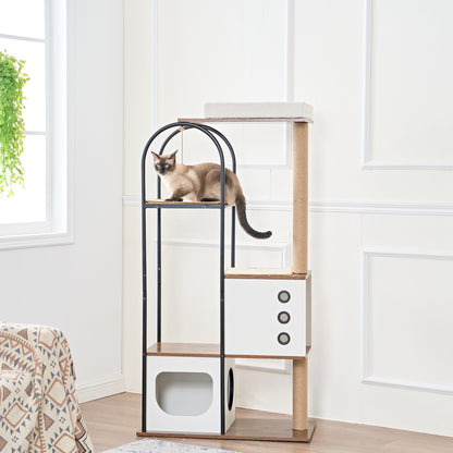 Wood & Steel Modern Cat Tree