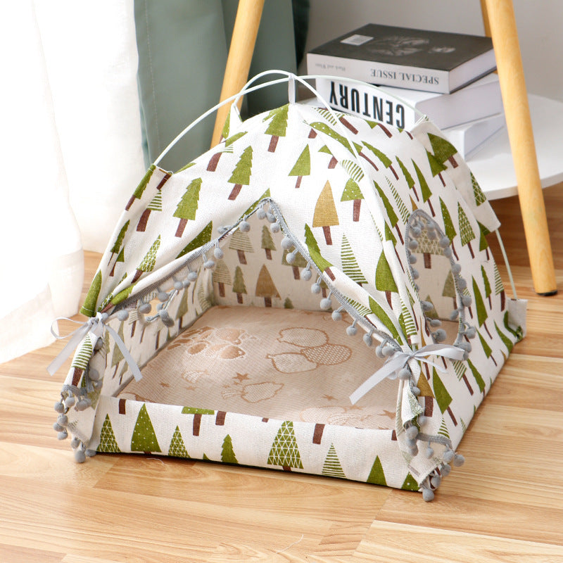 Enclosed Cat Tent Cozy Pet Bed House