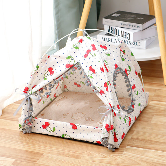 Enclosed Cat Tent Cozy Pet Bed House