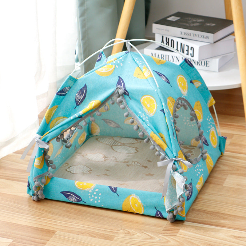 Enclosed Cat Tent Cozy Pet Bed House