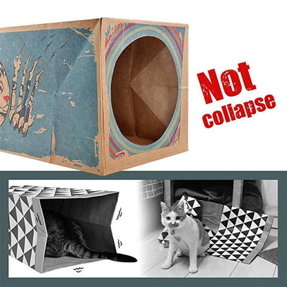 Peekaboo Kraft Paper Cat Tunnel House