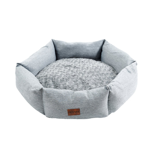 Rose Velvet Hexagonal Dog Bed Calming Sofa