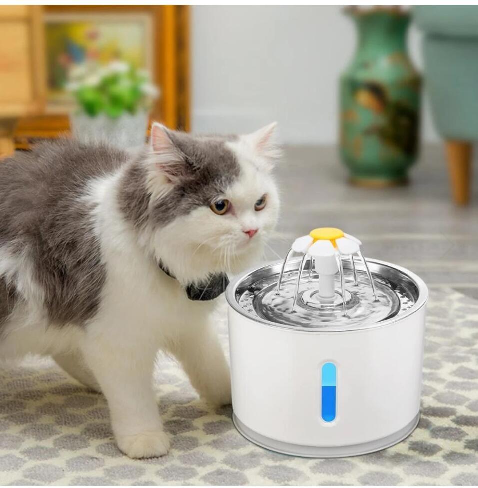 Automatic Pet Cat Water Fountain with LED Light