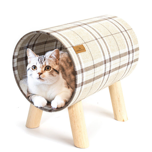 Unique Cat Bed with Wooden Legs – Stylish & Cozy