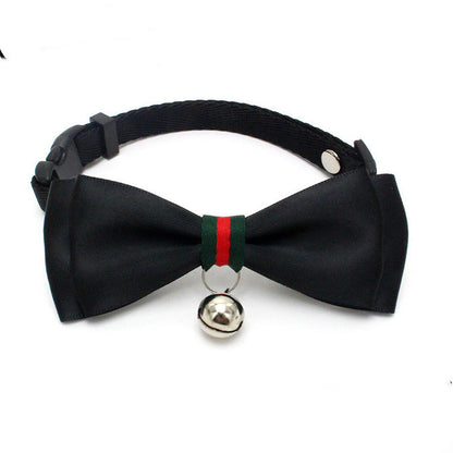 British Monochrome Cute Bow Cat Collar With Bell