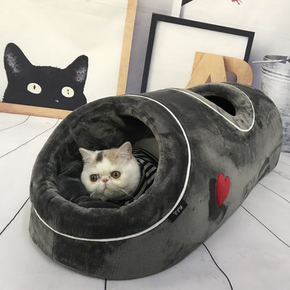 Dual Hole Cat Tunnel Bed