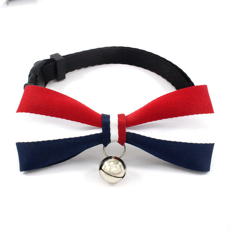 British Monochrome Cute Bow Cat Collar With Bell