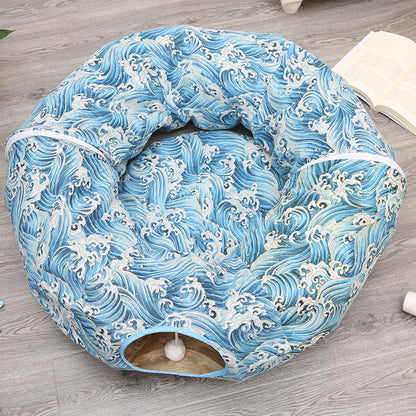 Round Cat Tunnel Bed For Play And Sleep