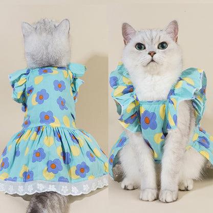 Kitty Mom's Spring And Summer Floral Dress