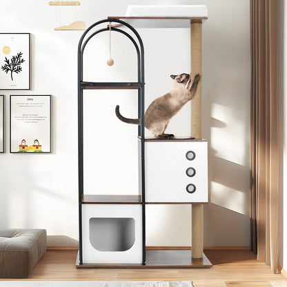 Wood & Steel Modern Cat Tree