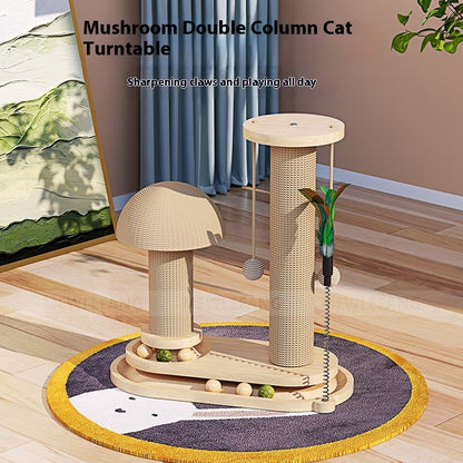 Turntable Solid Wood Cat Scratching Post