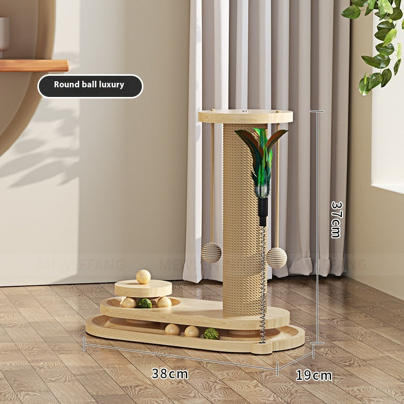 Turntable Solid Wood Cat Scratching Post