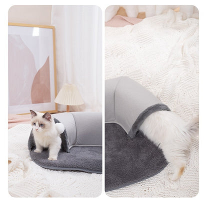 Plush Gray Velvet Cat Tunnel Bed