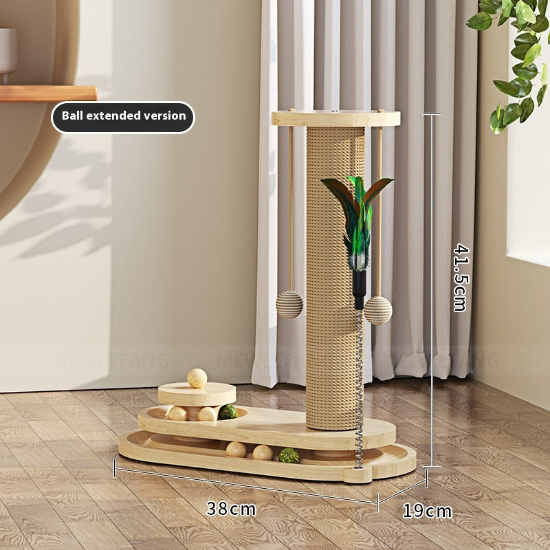 Turntable Solid Wood Cat Scratching Post