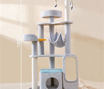 Purple Cat Tree with Hammock & Litter Box