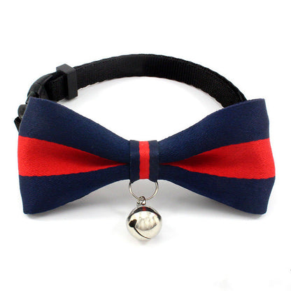 British Monochrome Cute Bow Cat Collar With Bell