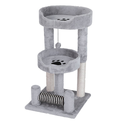 Cat Tree House | Gray Double-Layer with Paw Print