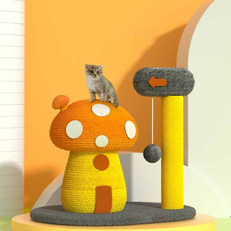 Unique Solid Wood Colorfull Mushroom Cat Tree