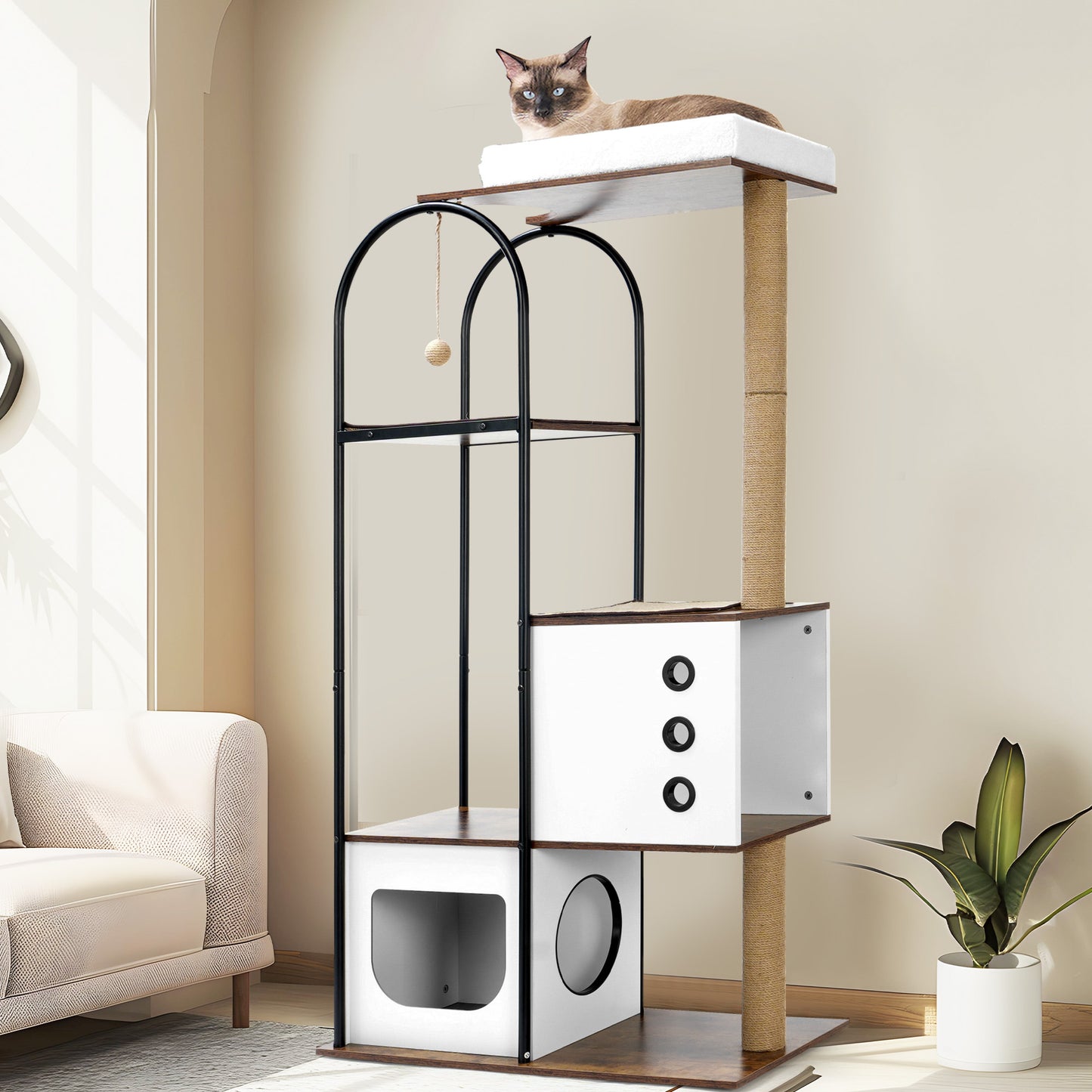 Wood & Steel Modern Cat Tree