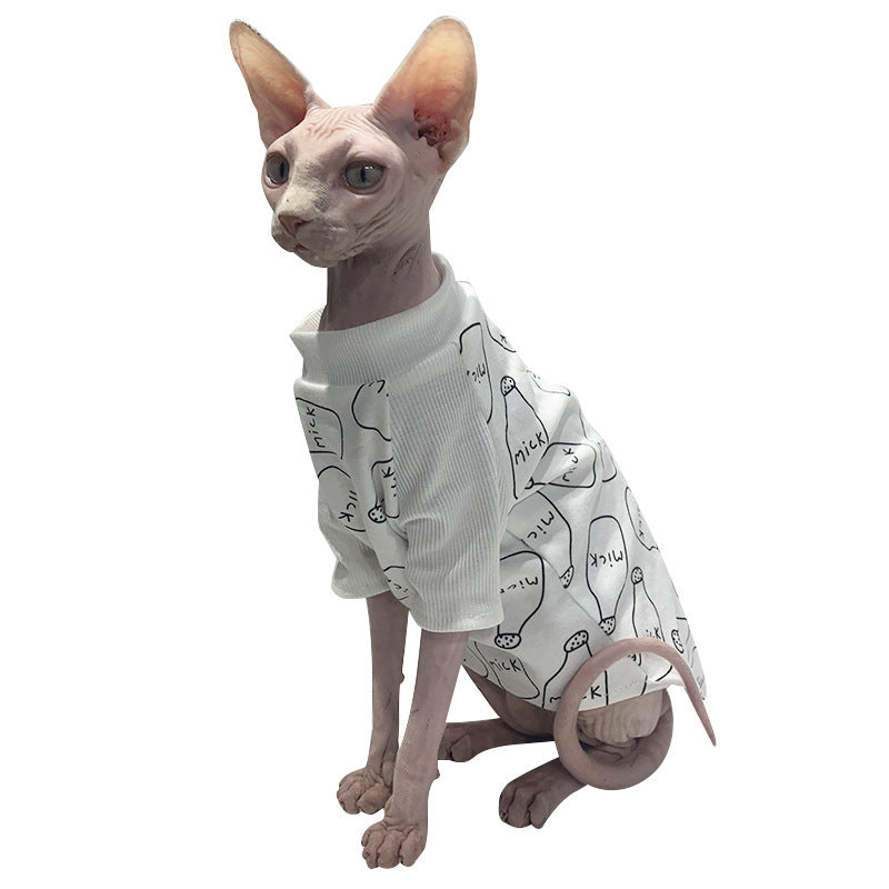 Baby Bottle Raglan Sleeve High Neck Hairless Cat Shirt