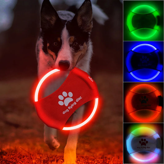 LED Glowing Dog Flying Disc Interactive Toy