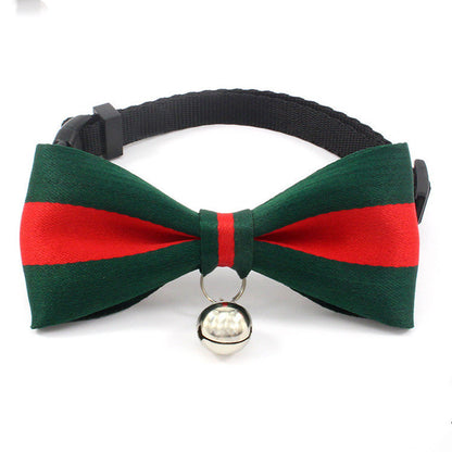 British Monochrome Cute Bow Cat Collar With Bell