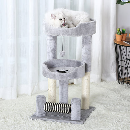 Cat Tree House | Gray Double-Layer with Paw Print