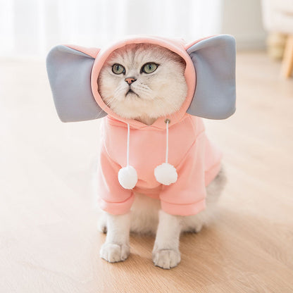 Velvet Cartoon Pink Elephant Funny Cat Costume