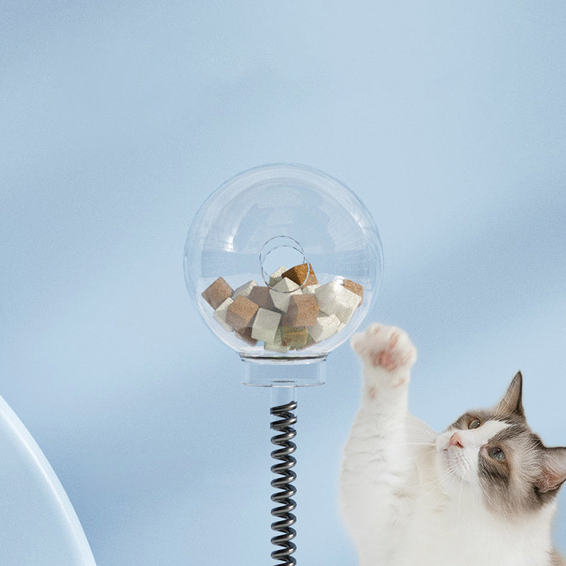 2-in-1 Cat Puzzle Toy Turntable Ball & Spring Treat Dispenser