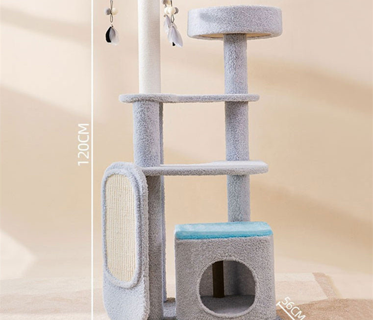 Purple Cat Tree with Hammock & Litter Box