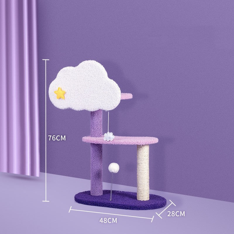 Purple Cat Tree with Hammock & Litter Box