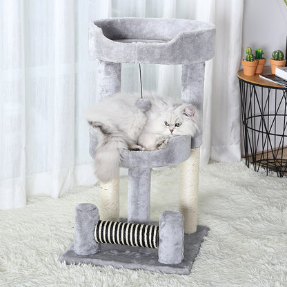 Cat Tree House | Gray Double-Layer with Paw Print