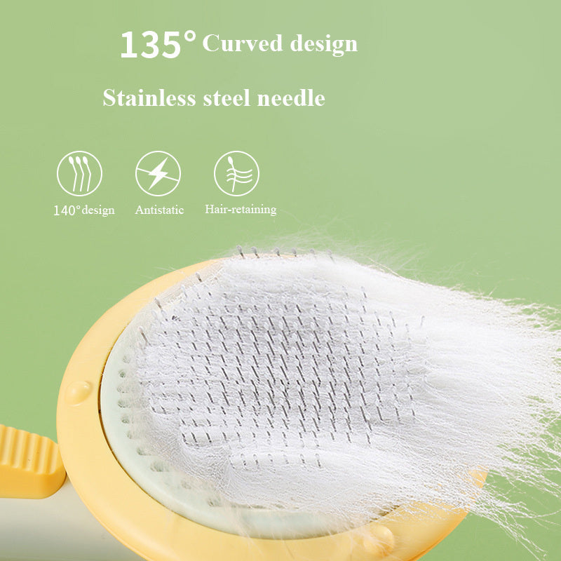 Self-Cleaning Hand-Held Steel Wire Cat Brush