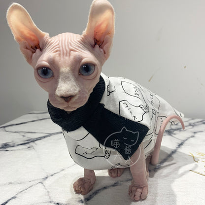 Baby Bottle Raglan Sleeve High Neck Hairless Cat Shirt