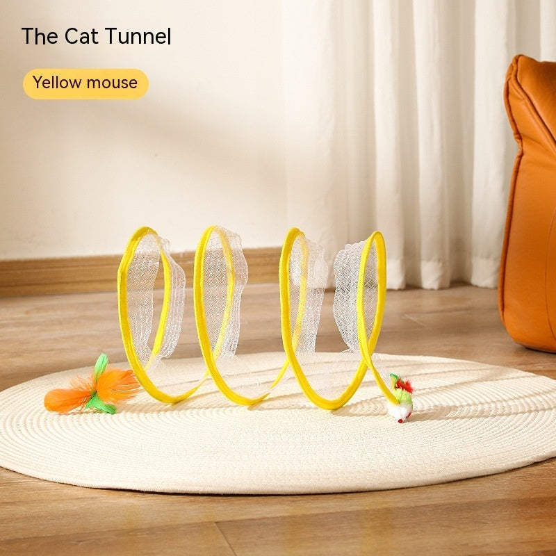 Foldable S-Type Tunnel for Interactive Cat Play