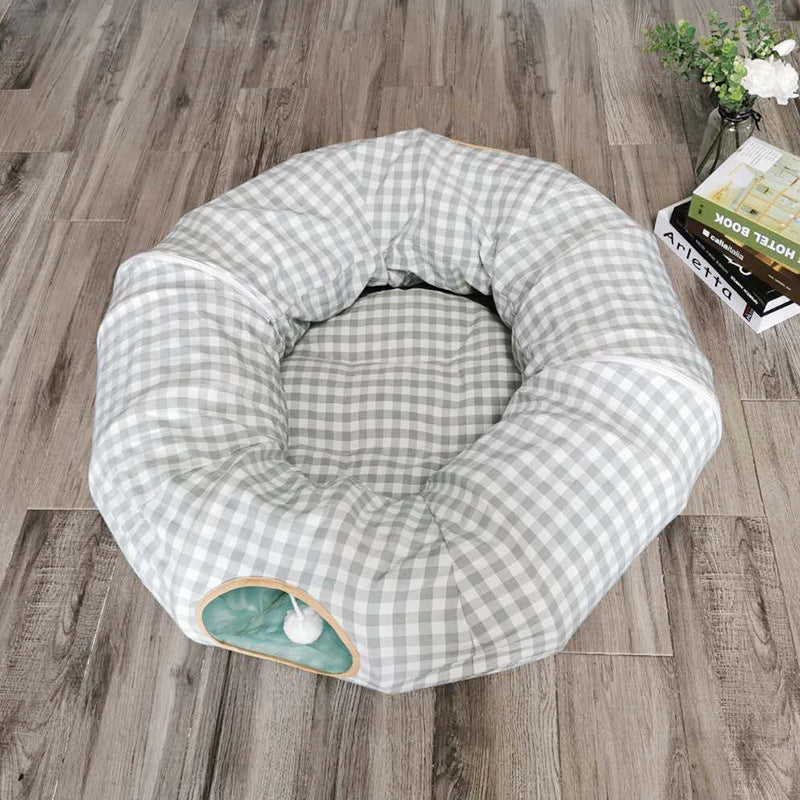 Round Cat Tunnel Bed For Play And Sleep