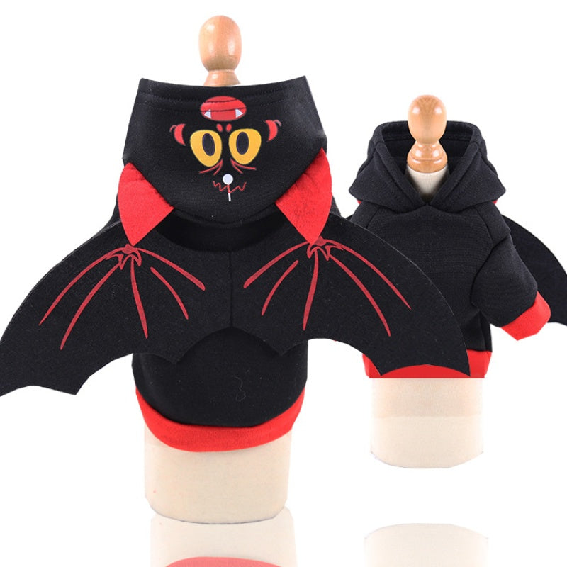 Cozy bat wing dog sweater costume, perfect for Halloween festivities