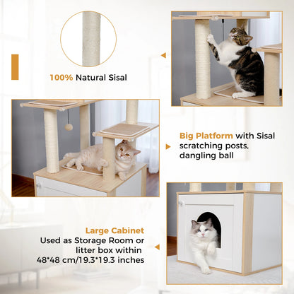 Cat Tree with Litter Box And Cat House Solution