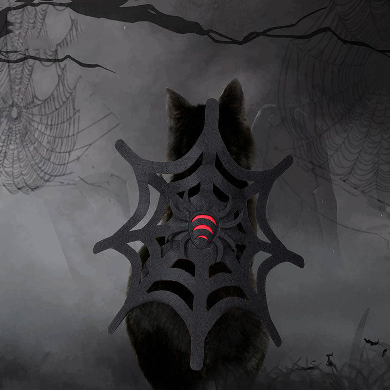 Spooky spider web dog costume for a Halloween-themed pet outfit