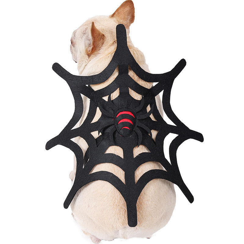 Spooky spider web dog costume, perfect for Halloween festivities