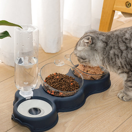 Cat Double Bowl with Automatic Water Dispenser