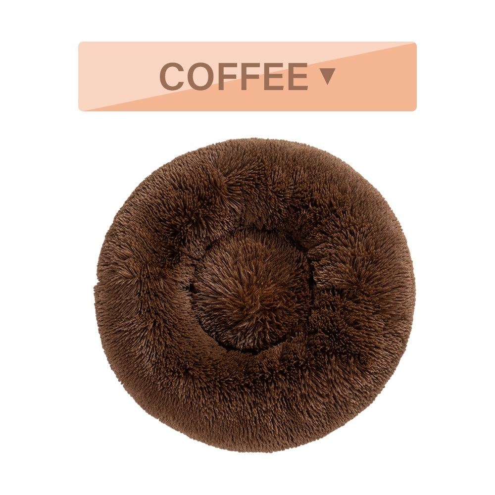 Fluffy Donut Dog Bed Plush & Washable Cushion