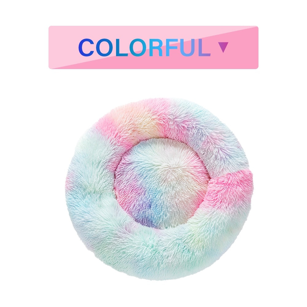 Fluffy Donut Dog Bed Plush & Washable Cushion