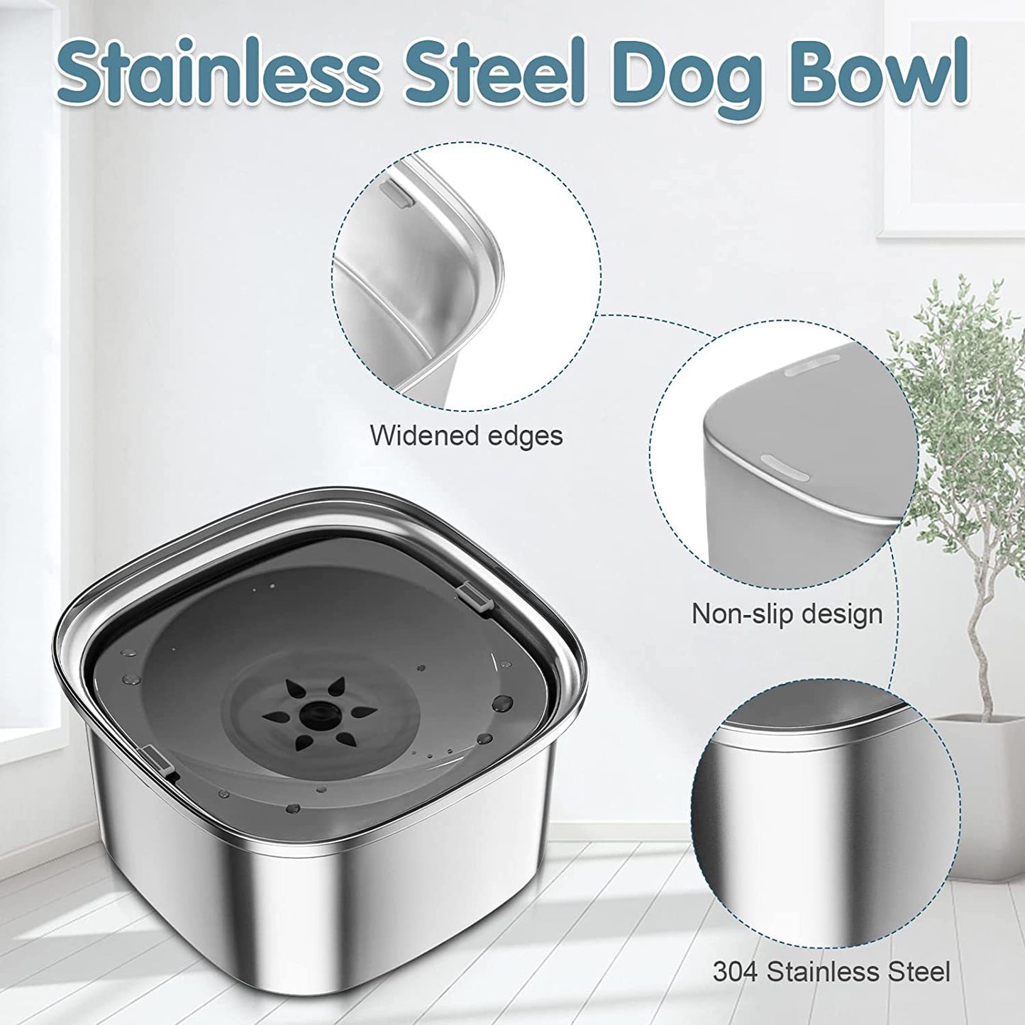 Pet Stainless Steel Water Bowl Large Capacity