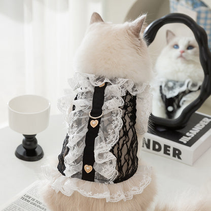 Cat Clothing Lace Traction Cat Vest