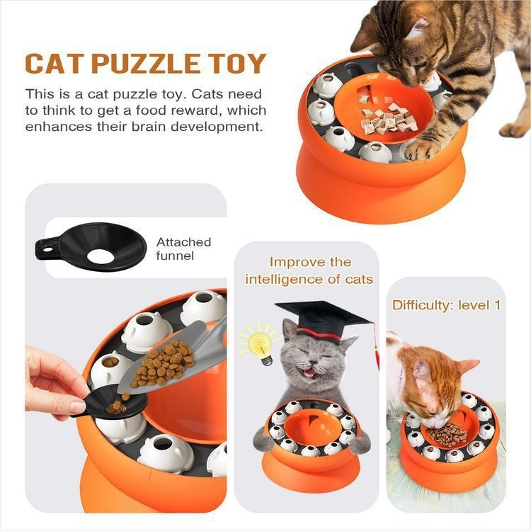 Jigsaw interactive Cat Puzzle Toy Rotating Food Leakage Feeding Bowl